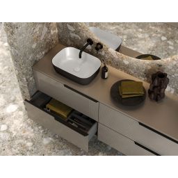 Elita Reni umywalka 45,5x32,5 cm prostokątna nablatowa biały połysk/czarny mat RE040460896110