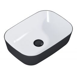 Elita Reni umywalka 45,5x32,5 cm prostokątna nablatowa biały połysk/czarny mat RE040460896110