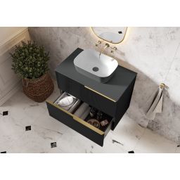 Elita Reni umywalka 45,5x32,5 cm prostokątna nablatowa biały połysk/antracyt mat RE040460896130