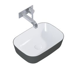 Elita Reni umywalka 45,5x32,5 cm prostokątna nablatowa biały połysk/antracyt mat RE040460896130