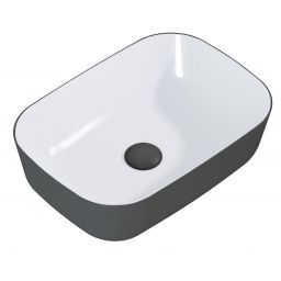Elita Reni umywalka 45,5x32,5 cm prostokątna nablatowa biały połysk/antracyt mat RE040460896130