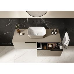 Elita Reni umywalka 45,5x32,5 cm prostokątna nablatowa biały połysk/fume mat RE040460896140