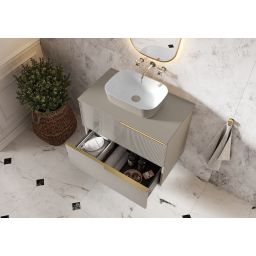 Elita Reni umywalka 45,5x32,5 cm prostokątna nablatowa biały połysk/fume mat RE040460896140