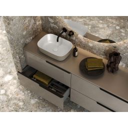 Elita Reni umywalka 45,5x32,5 cm prostokątna nablatowa biały połysk/fume mat RE040460896140