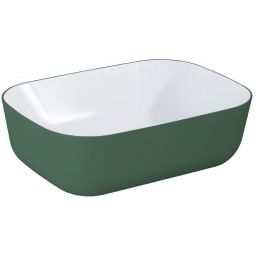 Elita Reni umywalka 45,5x32,5 cm prostokątna nablatowa biały połysk/forest green mat RE040460896150