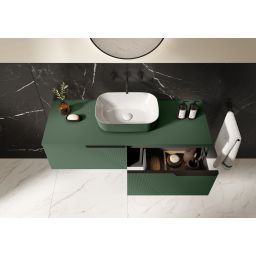 Elita Reni umywalka 45,5x32,5 cm prostokątna nablatowa biały połysk/forest green mat RE040460896150