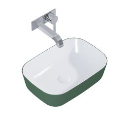 Elita Reni umywalka 45,5x32,5 cm prostokątna nablatowa biały połysk/forest green mat RE040460896150