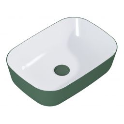 Elita Reni umywalka 45,5x32,5 cm prostokątna nablatowa biały połysk/forest green mat RE040460896150