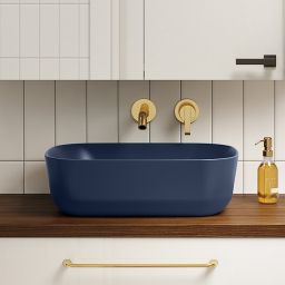 Elita Reni umywalka 45,5x32,5 cm prostokątna nablatowa navy blue matt RE040460037030