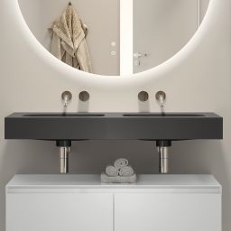 Elita Dimple umywalka 121x46 cm prostokątna ścienna-podwójna anthracite matt RE041200026010