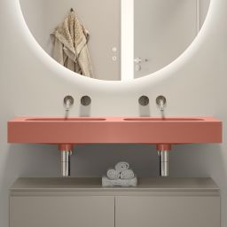 Elita Dimple umywalka 121x46 cm prostokątna ścienna-podwójna terra pink matt RE041200026600