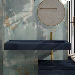 Elita Dimple umywalka 121x46 cm prostokątna ścienna prawa navy blue matt RE041202027030
