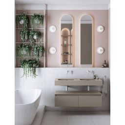 Elita Dimple umywalka 121x46 cm prostokątna ścienna-podwójna fume matt RE041200027020