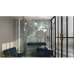 Elita Dimple umywalka 121x46 cm prostokątna ścienna prawa navy blue matt RE041202027030