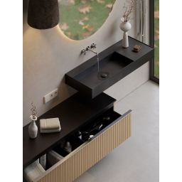 Elita Level umywalka 100,5x45,5 cm prostokątna ścienna lewa black matt RE041461187160