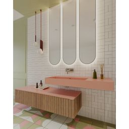 Elita Level umywalka 120,5x45,5 cm prostokątna ścienna lewa terra pink matt RE041461196600