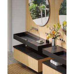 Elita Level umywalka 120,5x45,5 cm prostokątna ścienna lewa black matt RE041461197160