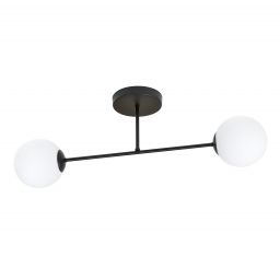 Emibig Roma lampa podsufitowa 2x10 W czarny/szkło mleczne 1232/2