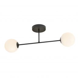 Emibig Roma lampa podsufitowa 2x10 W czarny/szkło mleczne 1232/2