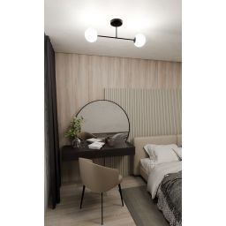 Emibig Roma lampa podsufitowa 2x10 W czarny/szkło mleczne 1232/2