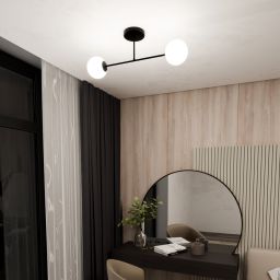 Emibig Roma lampa podsufitowa 2x10 W czarny/szkło mleczne 1232/2