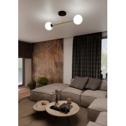 Emibig Magnum lampa podsufitowa 2x10W czarny/złoty/opal 1233/2