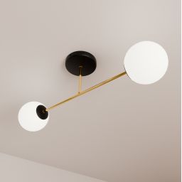 Emibig Magnum lampa podsufitowa 2x10W czarny/złoty/opal 1233/2