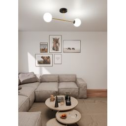 Emibig Magnum lampa podsufitowa 2x10W czarny/złoty/opal 1233/2