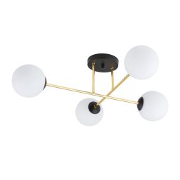 Emibig Magnum lampa podsufitowa 4x10W czarny/złoty/opal 1233/4