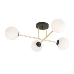 Emibig Magnum lampa podsufitowa 4x10W czarny/złoty/opal 1233/4