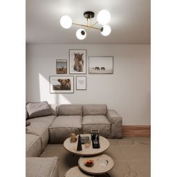 Emibig Magnum lampa podsufitowa 4x10W czarny/złoty/opal 1233/4
