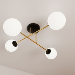 Emibig Magnum lampa podsufitowa 4x10W czarny/złoty/opal 1233/4