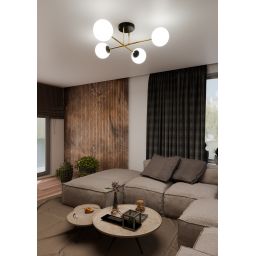 Emibig Magnum lampa podsufitowa 4x10W czarny/złoty/opal 1233/4