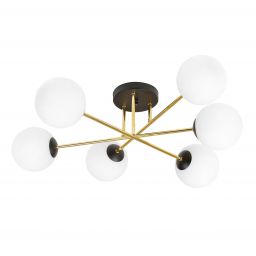 Emibig Magnum lampa podsufitowa 6x10W czarny/złoty/opal 1233/6