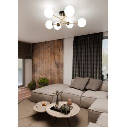 Emibig Magnum lampa podsufitowa 6x10W czarny/złoty/opal 1233/6