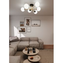 Emibig Magnum lampa podsufitowa 6x10W czarny/złoty/opal 1233/6