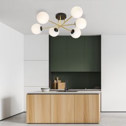 Emibig Magnum lampa podsufitowa 6x10W czarny/złoty/opal 1233/6