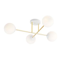 Emibig Magnum lampa podsufitowa 4x10W biały/złoty/opal 1234/4