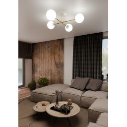 Emibig Magnum lampa podsufitowa 4x10W biały/złoty/opal 1234/4