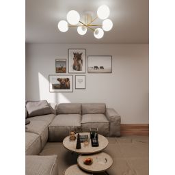 Emibig Magnum lampa podsufitowa 6x10W biały/złoty/opal 1234/6