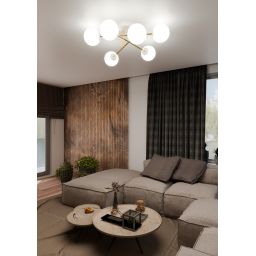 Emibig Magnum lampa podsufitowa 6x10W biały/złoty/opal 1234/6
