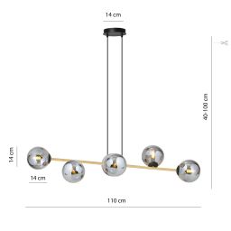 Emibig Gravity lampa wisząca 6x10 W czarna-złota 1237/6