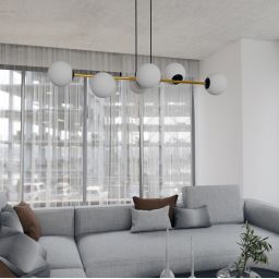 Emibig Gravity lampa wisząca 6x10W czarny/złoty/opal 1241/6