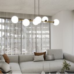 Emibig Gravity lampa wisząca 6x10W czarny/złoty/opal 1241/6