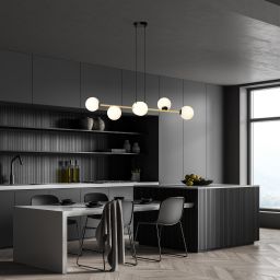 Emibig Gravity lampa wisząca 6x10W czarny/złoty/opal 1241/6