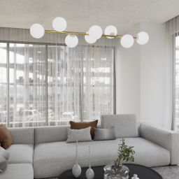 Emibig Gravity lampa wisząca 8x10 W biała-złota 1242/8