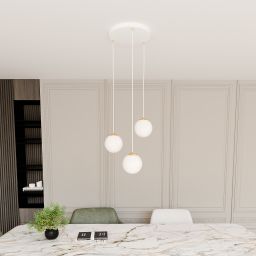 Emibig Royal lampa wisząca 3x10 W biała-złota 1244/3