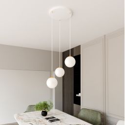 Emibig Royal lampa wisząca 3x10 W biała-złota 1244/3