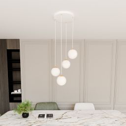 Emibig Royal lampa wisząca 4x10 W biała-złota 1244/4