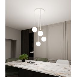 Emibig Royal lampa wisząca 4x10 W biała-złota 1244/4